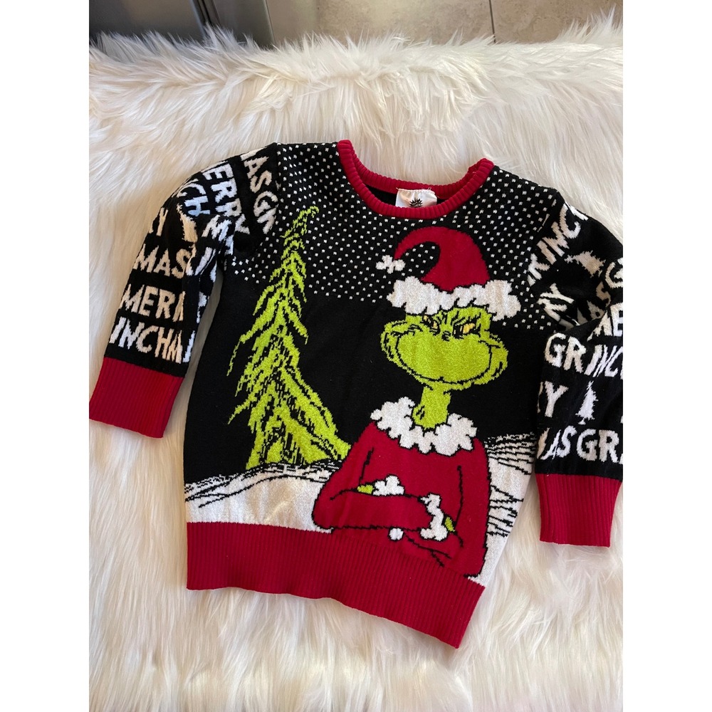 The Grinch Merry Christmas Holidays Kids Boys Pullover Ugly Sweater Size 3T Used